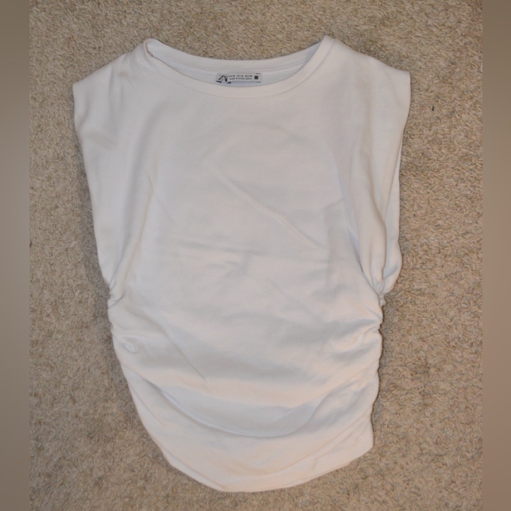White Zara mid waist tank